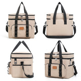 NNEDSZ Khaki 23L Extra Large Insulated Cooler Bag with Double Layers - Perfect for Camping, Picnics, and Outdoor Adventures