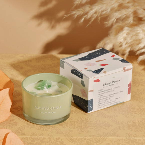 NNEDSZ 3 PCS (Gardenia)Macaron Crystal Stone Scented Candle - Aromatherapy Gift