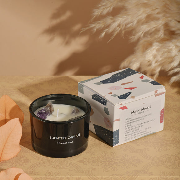 NNEDSZ 3 PCS (Misty Morning)Macaron Crystal Stone Scented Candle - Aromatherapy Gift