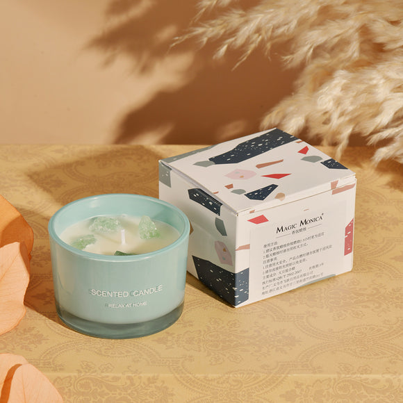 NNEDSZ 3 PCS (Blue bell)Macaron Crystal Stone Scented Candle - Aromatherapy Gift