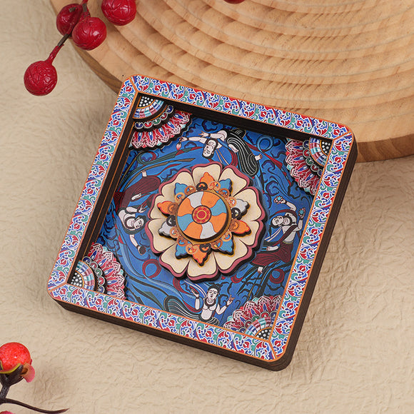 NNEDSZ 2-PCS 3D Wooden Fridge Magnet - Dunhuang Art Style, Creative Gift (Style 1)