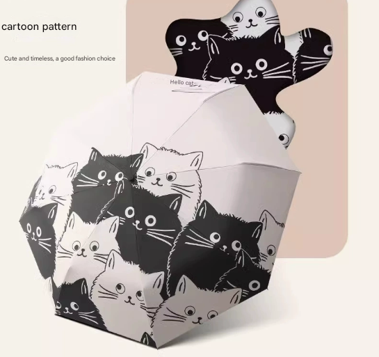 NNEDSZ Black And White Cats Cute Cartoon Umbrella - Sun/Rain Umbrella