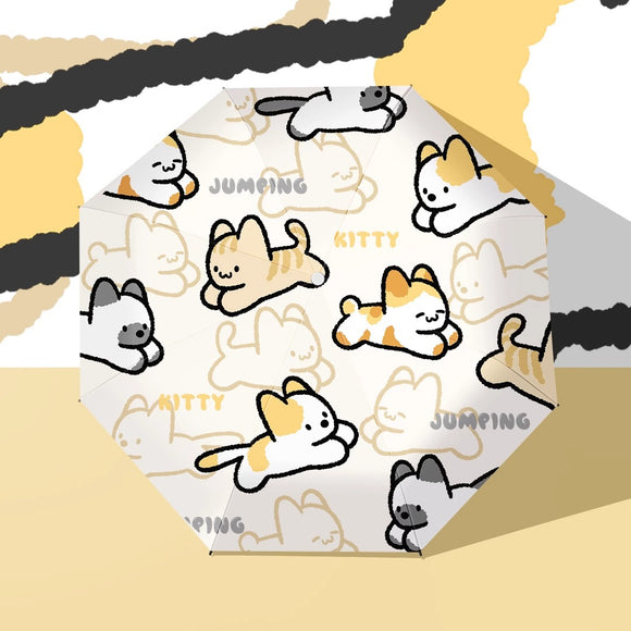 NNEDSZ Jumping Kitten Cute Cartoon Umbrella - Sun/Rain Umbrella