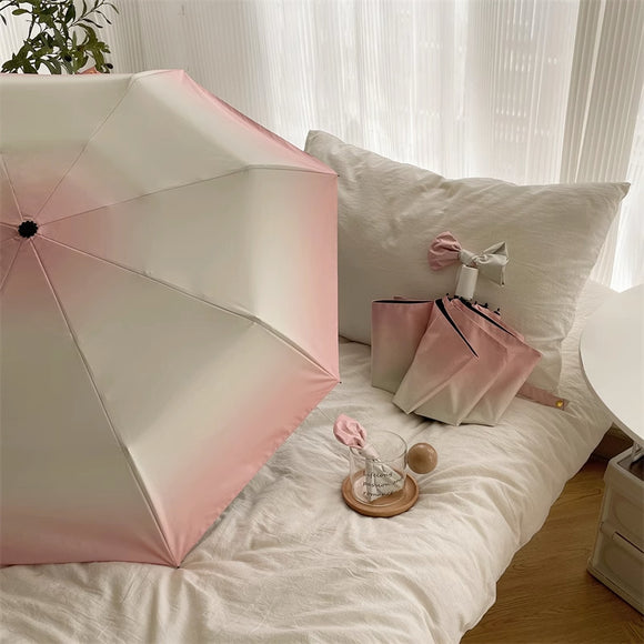 NNEDSZ Girly Pink Gradient Automatic Folding Umbrella - Sun & Rain Protection for Women
