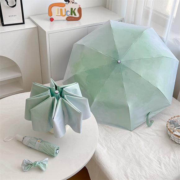 NNEDSZ Spring Morning Gradient Automatic Folding Umbrella - Sun & Rain Protection for Women
