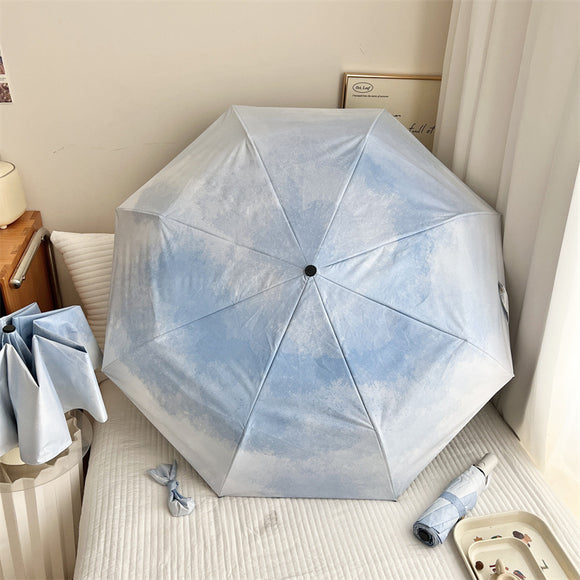 NNEDSZ The East Is Bright Gradient Automatic Folding Umbrella - Sun & Rain Protection for Women