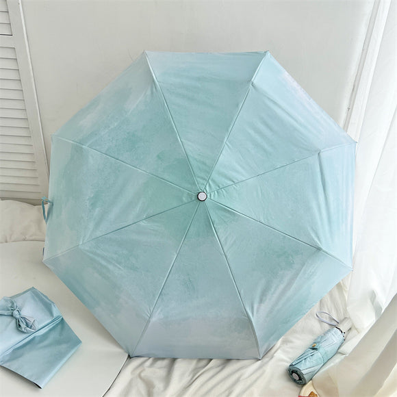 NNEDSZ Sky Blue Gradient Automatic Folding Umbrella - Sun & Rain Protection for Women