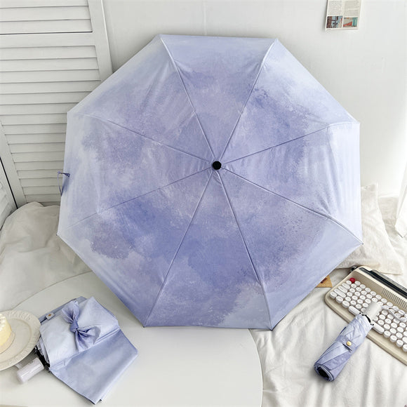 NNEDSZ Purple Sweat Gradient Automatic Folding Umbrella - Sun & Rain Protection for Women