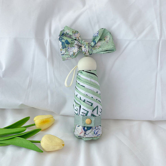 NNEDSZ Rose Mini 5-Fold Umbrella - Portable, Anti-UV, Black Glue Coating