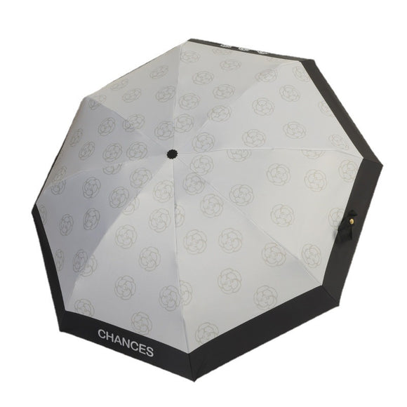 NNEDSZ Camellia Mini 5-Fold Umbrella - Portable, Anti-UV, Black Glue Coating
