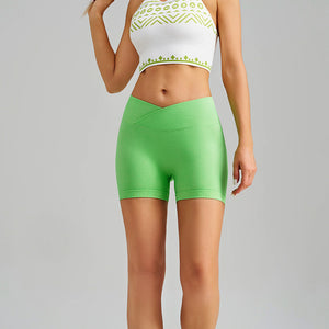 NNEDSZ Apple Green Yoga Shorts - Seamless, High Waist, Tummy Control Size S