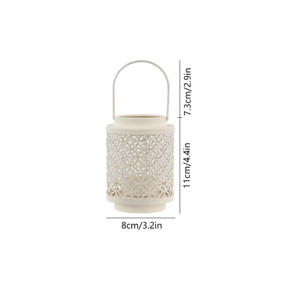 NNEDSZ White Vintage Style Candle Lantern - Iron Tabletop Centerpiece for Home Decor