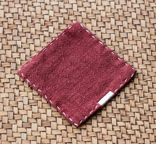 NNEDSZ Rose Red Chinese Style Linen Coasters - Set of 4, Hand-Embroidered Tea Mats (9x9cm)