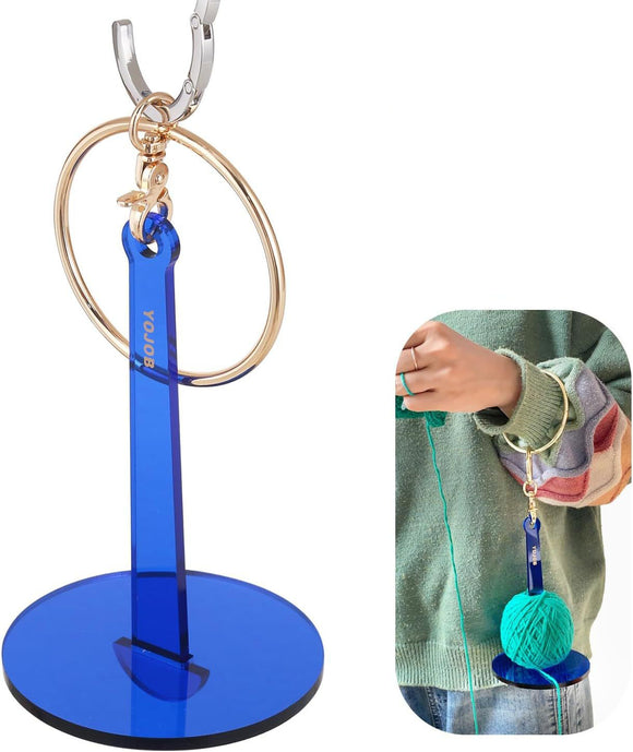 NNEDSZ Blue 2-Piece Acrylic Portable Wrist Yarn Holder - Knitting & Crochet Stand