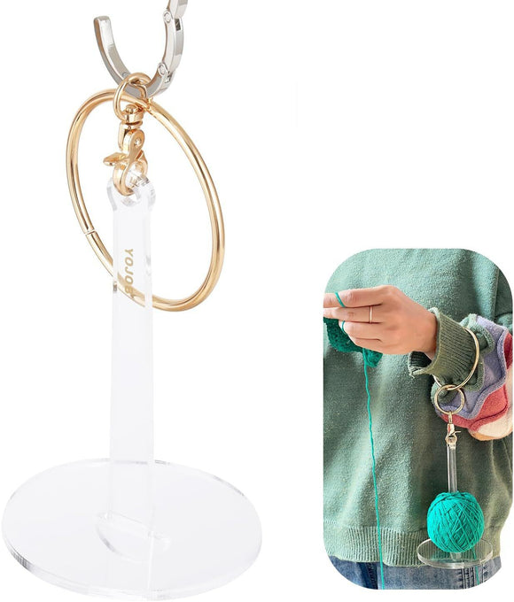 NNEDSZ Transparent 2-Piece Acrylic Portable Wrist Yarn Holder - Knitting & Crochet Stand