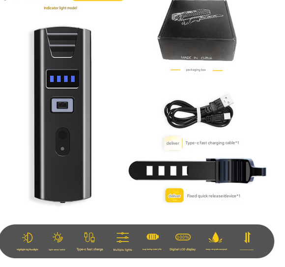 NNEDSZ Bike Headlight - Rechargeable LED Bicycle Front Light, 85° Floodlight (Battery Display Model)