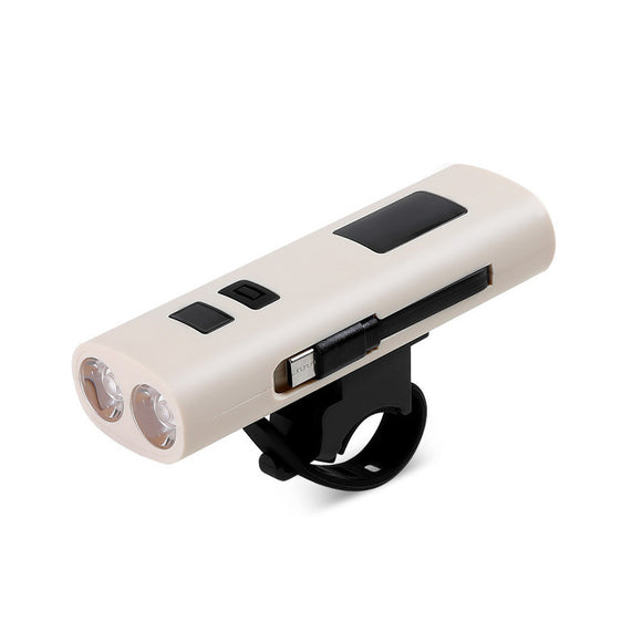 NNEDSZ Beige Multifunctional LED Bike Light Power Bank - Rechargeable Cycling Flashlight