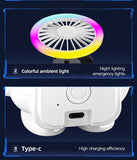 Green Astronaut Portable Fan - USB Rechargeable Desk Fan with RGB Night Light