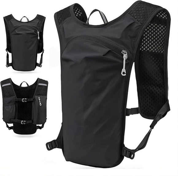 NNEDSZ Black Lightweight Hydration Vest Pack - Breathable Running & Cycling Backpack