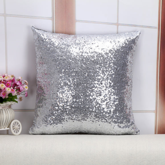 NNEDSZ Shiny Sequin Pillowcase - Single-sided gorgeous pillowcase  (Silver pair: 45x45cm)