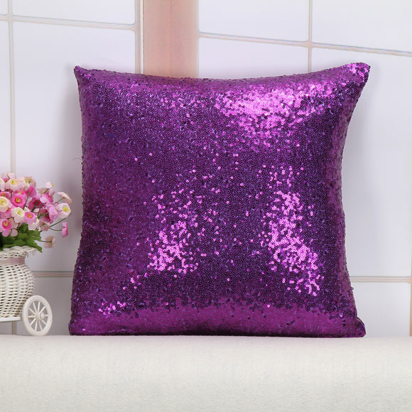 NNEDSZ Shiny Sequin Pillowcase - Single-sided gorgeous pillowcase  (Purple pair: 40x40cm)
