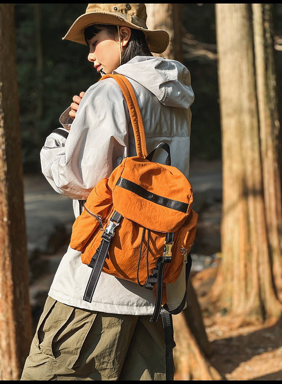 NNEDSZ Brown Lightweight Nylon Backpack - Water Resistant Travel Daypack for Women & Men