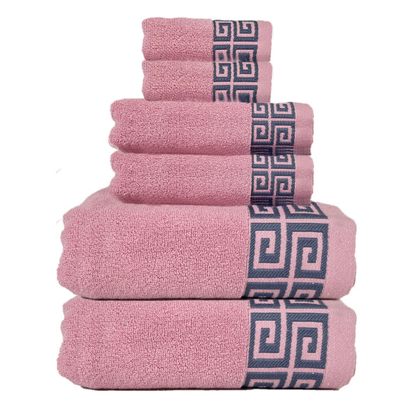 NNEDSZ Pink Luxury Cotton Towel Set - 6-Piece Highly Absorbent Bath & Hand Towels