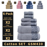 NNEDSZ Blue Luxury Cotton Towel Set - 6-Piece Highly Absorbent Bath & Hand Towels