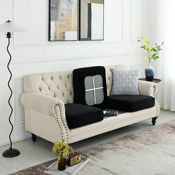 NNEDSZ 2 Pcs Black Elegant Polyester Sofa Cover - Full Protection Against Cat Scratches & Wear