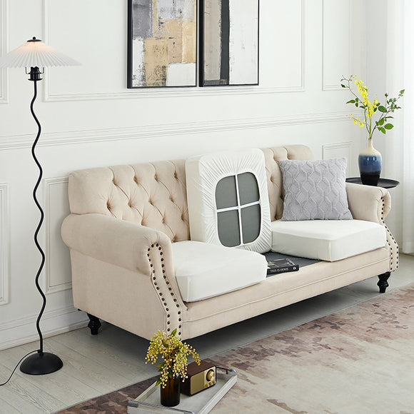 NNEDSZ 2 Pcs White Elegant Polyester Sofa Cover - Full Protection Against Cat Scratches & Wear