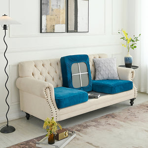 NNEDSZ 2 Pcs Peacock Blue Elegant Polyester Sofa Cover - Full Protection Against Cat Scratches & Wear
