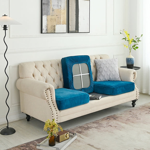 NNEDSZ 2 Pcs Peacock Blue Elegant Polyester Sofa Cover - Full Protection Against Cat Scratches & Wear