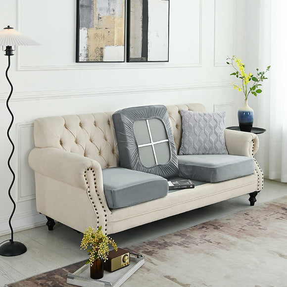 NNEDSZ 2 Pcs Grey Elegant Polyester Sofa Cover - Full Protection Against Cat Scratches & Wear