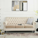 NNEDSZ 2 Pcs Beige Elegant Polyester Sofa Cover - Full Protection Against Cat Scratches & Wear