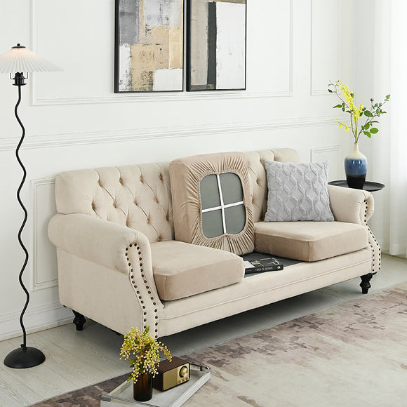 NNEDSZ 2 Pcs Khaki Elegant Polyester Sofa Cover - Full Protection Against Cat Scratches & Wear