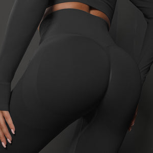 NNEDSZ Size M Black Seamless High-Waisted Yoga Pants for Women - Lift Workout Leggings for Running, Gym, and Fitness