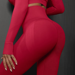 NNEDSZ Size S Red Seamless High-Waisted Yoga Pants for Women - Lift Workout Leggings for Running, Gym, and Fitness