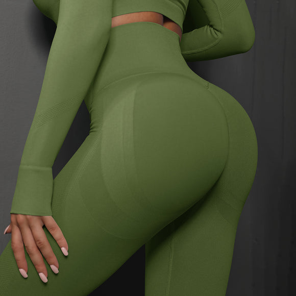 NNEDSZ Size S Emerald Green Seamless High-Waisted Yoga Pants for Women - Lift Workout Leggings for Running, Gym, and Fitness