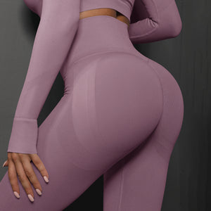 NNEDSZ Size S Light Purple Seamless High-Waisted Yoga Pants for Women - Lift Workout Leggings for Running, Gym, and Fitness