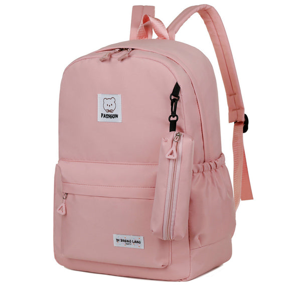 NNEDSZ Pink Large Capacity Travel Backpack for Girls - Waterproof School Bag with Detachable Pencil Case