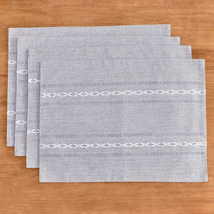 NNEDSZ 4 Pcs Blue Woven Placemats - Heat Resistant Kitchen Table Mats, Coffee Tea Cup Coasters, Linen Blend Dining Decor