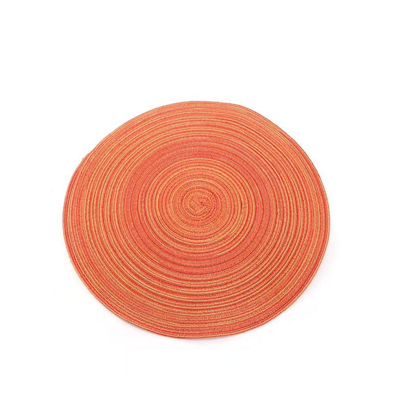 NNEDSZ 8 Pcs Orange Woven Round Placemat - Non-Slip, Heat-Resistant Dining Table Mat,  30cm