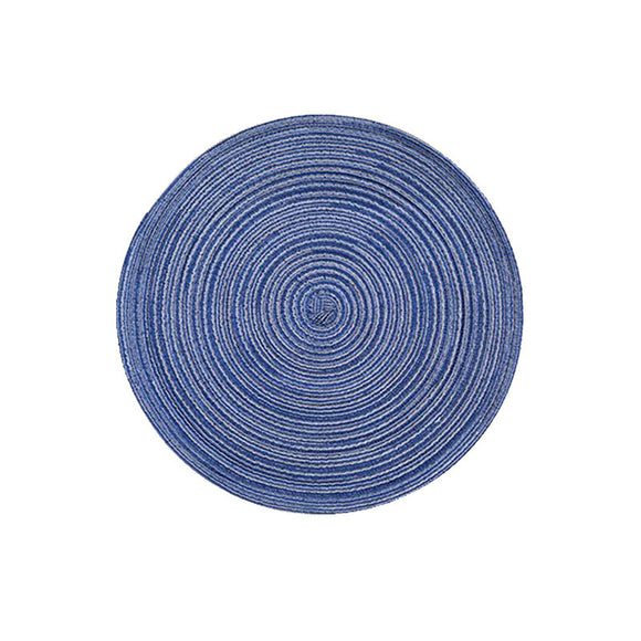 NNEDSZ 8 Pcs Blue Woven Round Placemat - Non-Slip, Heat-Resistant Dining Table Mat,  36cm