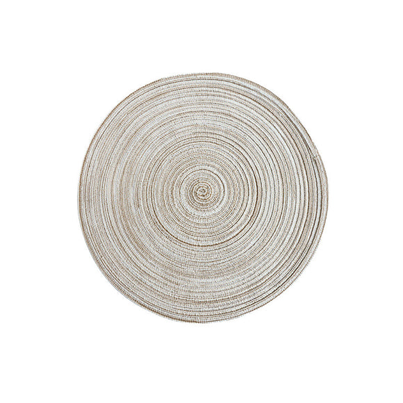 NNEDSZ 8 Pcs Beige Woven Round Placemat - Non-Slip, Heat-Resistant Dining Table Mat,  36cm