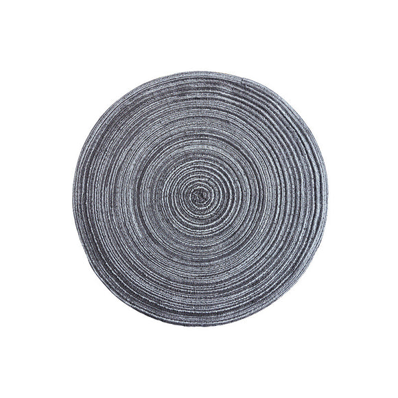 NNEDSZ 8 Pcs Dark Grey Woven Round Placemat - Non-Slip, Heat-Resistant Dining Table Mat,  36cm