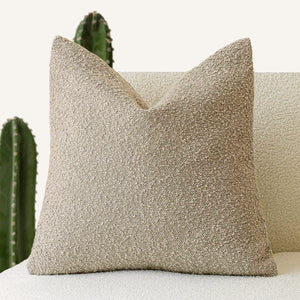 NNEDSZ 2 Pcs Light Brown Luxury Boucle Pillow Cover - Solid Color Faux Shearling Cushion Case for Sofa, 45x45cm, 230g (Pillow Insert Not Included)