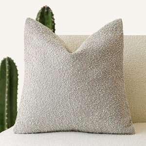 NNEDSZ 2 Pcs Oatmeal Luxury Boucle Pillow Cover - Solid Color Faux Shearling Cushion Case for Sofa, 45x45cm, 230g (Pillow Insert Not Included)