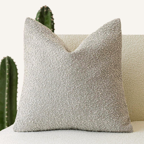 NNEDSZ 2 Pcs Oatmeal Luxury Boucle Pillow Cover - Solid Color Faux Shearling Cushion Case for Sofa, 45x45cm, 230g (Pillow Insert Not Included)