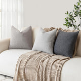 NNEDSZ 2 Pcs Oatmeal Luxury Boucle Pillow Cover - Solid Color Faux Shearling Cushion Case for Sofa, 45x45cm, 230g (Pillow Insert Not Included)