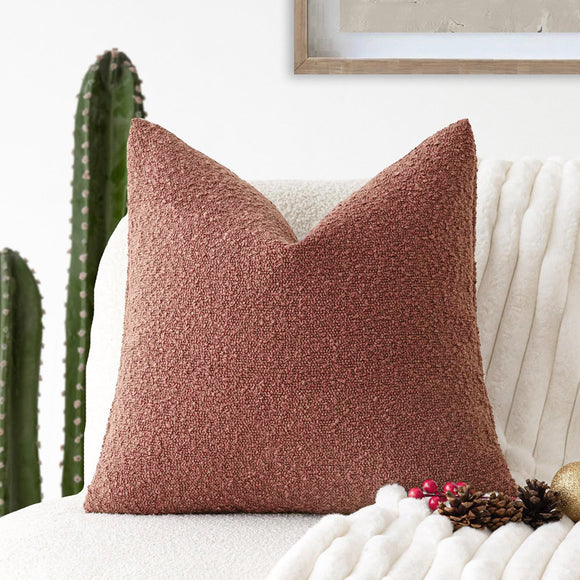 NNEDSZ 2 Pcs Pink Luxury Boucle Pillow Cover - Solid Color Faux Shearling Cushion Case for Sofa, 45x45cm, 230g (Pillow Insert Not Included)